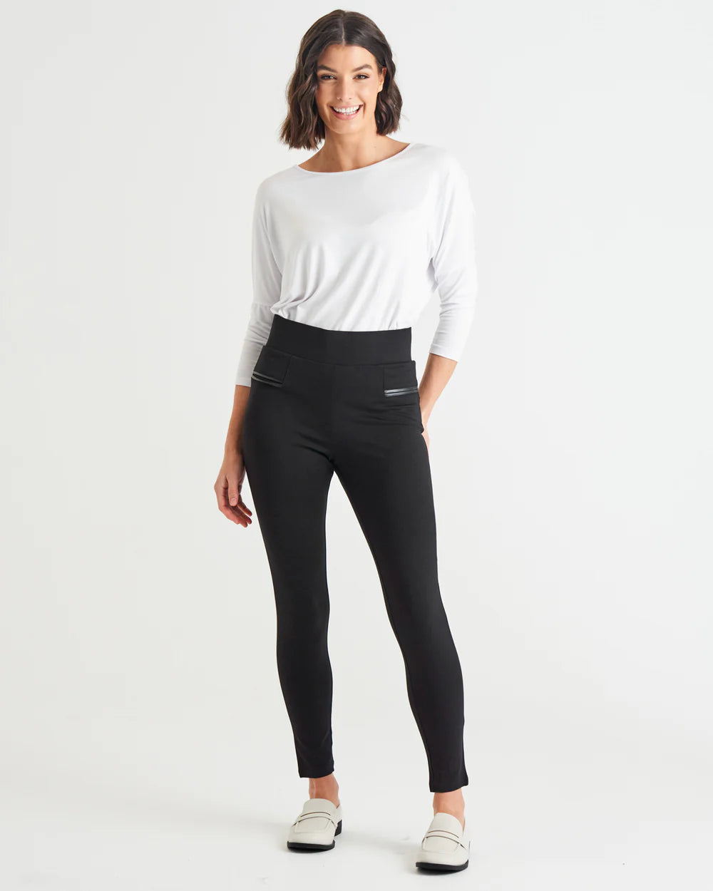 Gwen Stretchy Ponte Leggings - Black