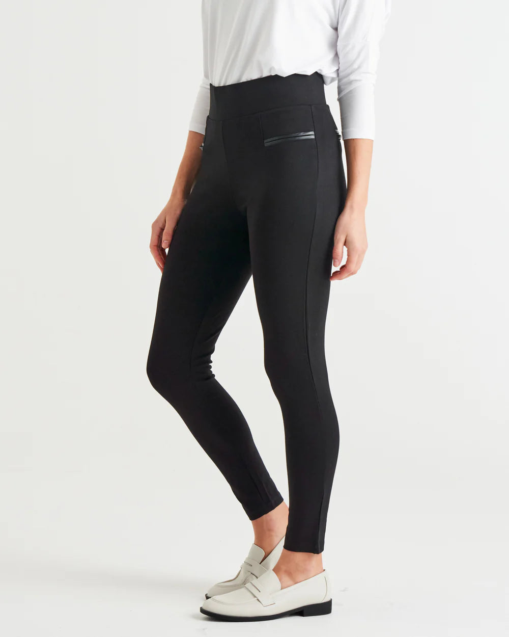 Gwen Stretchy Ponte Leggings - Black