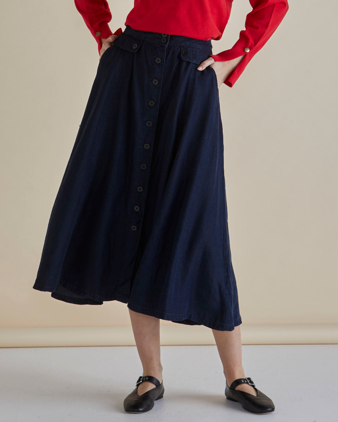 Lola Lyocell Skirt - Dark Vintage Blue
