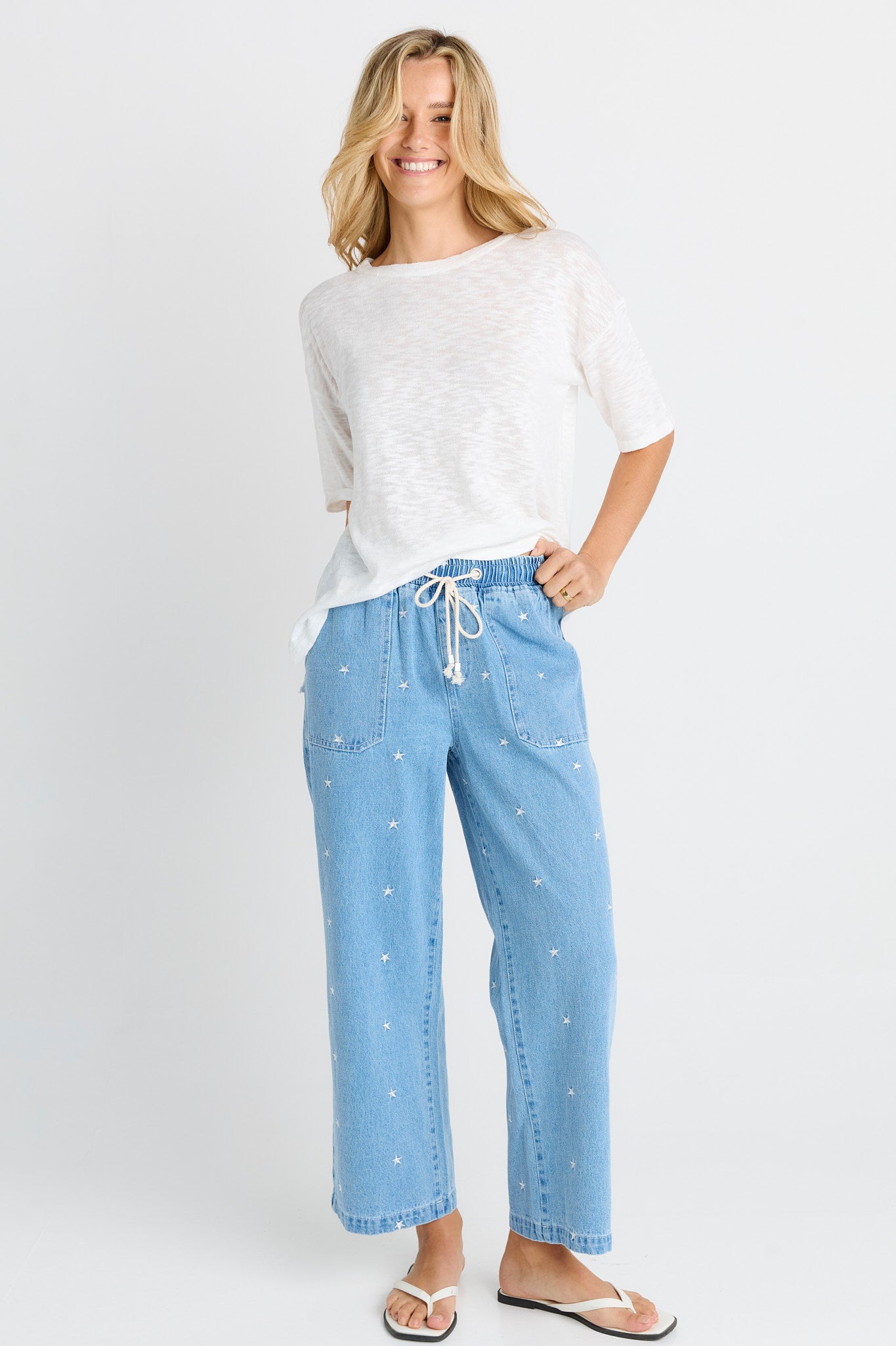 Star Denim Joggers - Blue Denim