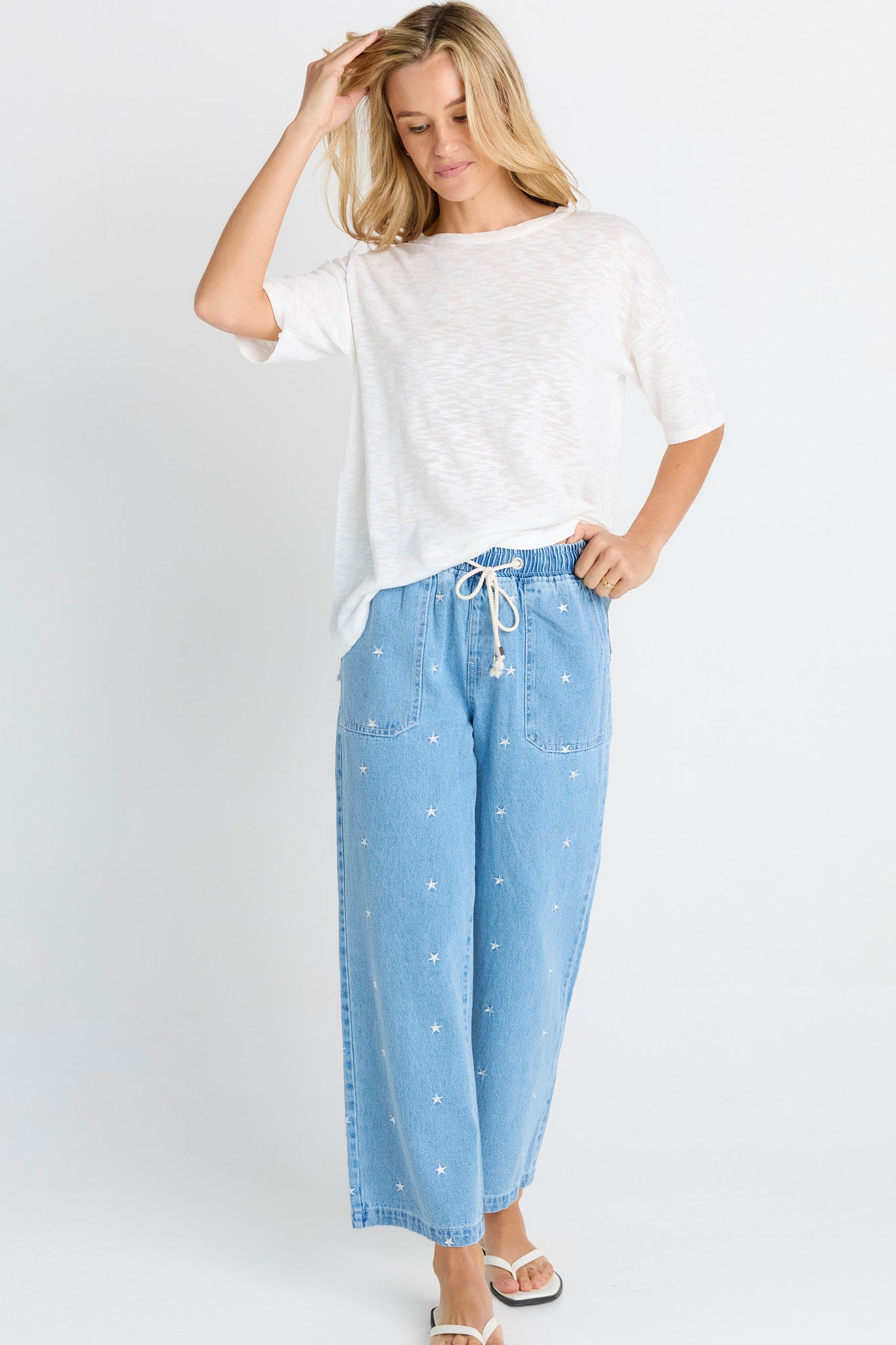 Star Denim Joggers - Blue Denim