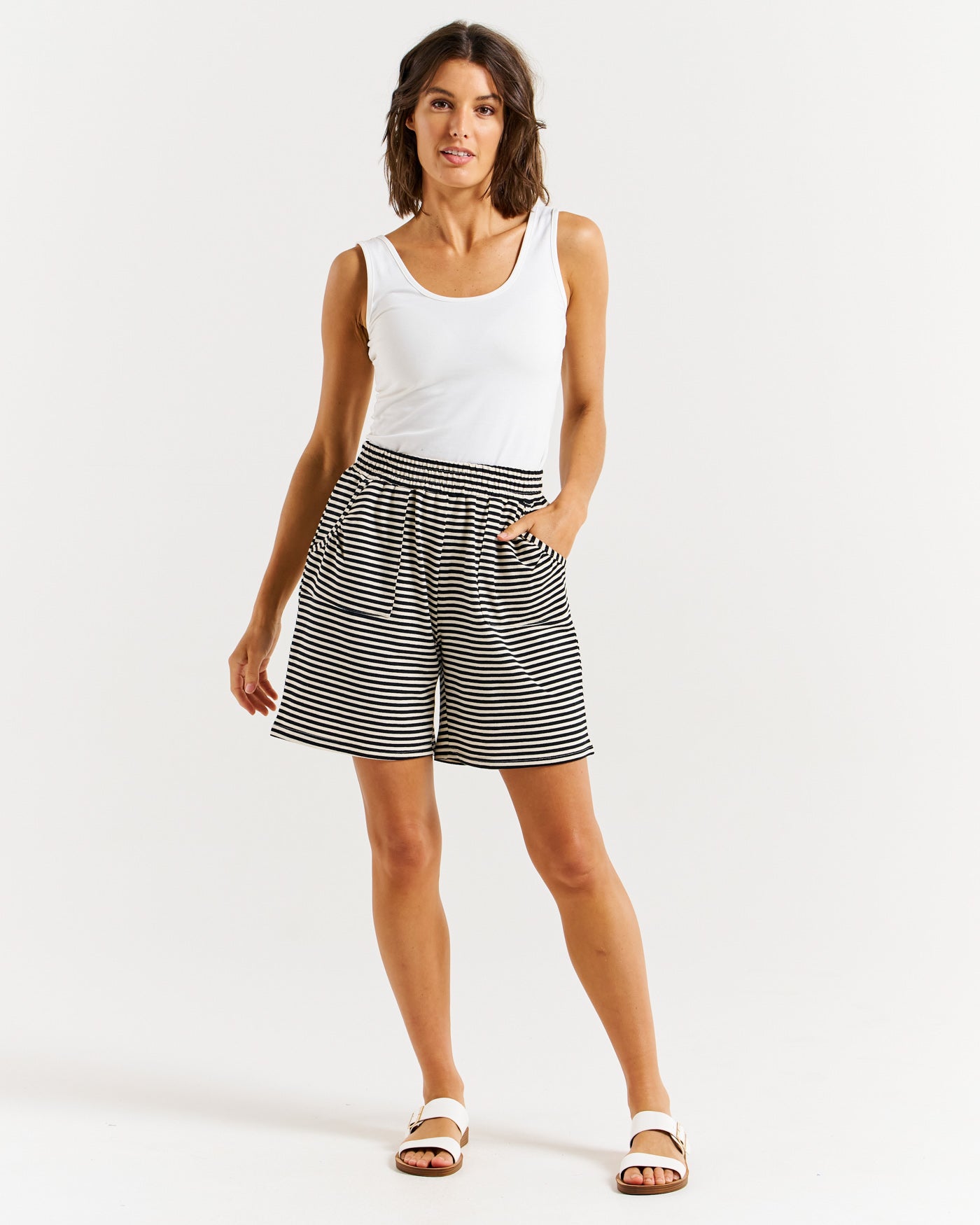 Harvard Short - Cream & Black Stripe
