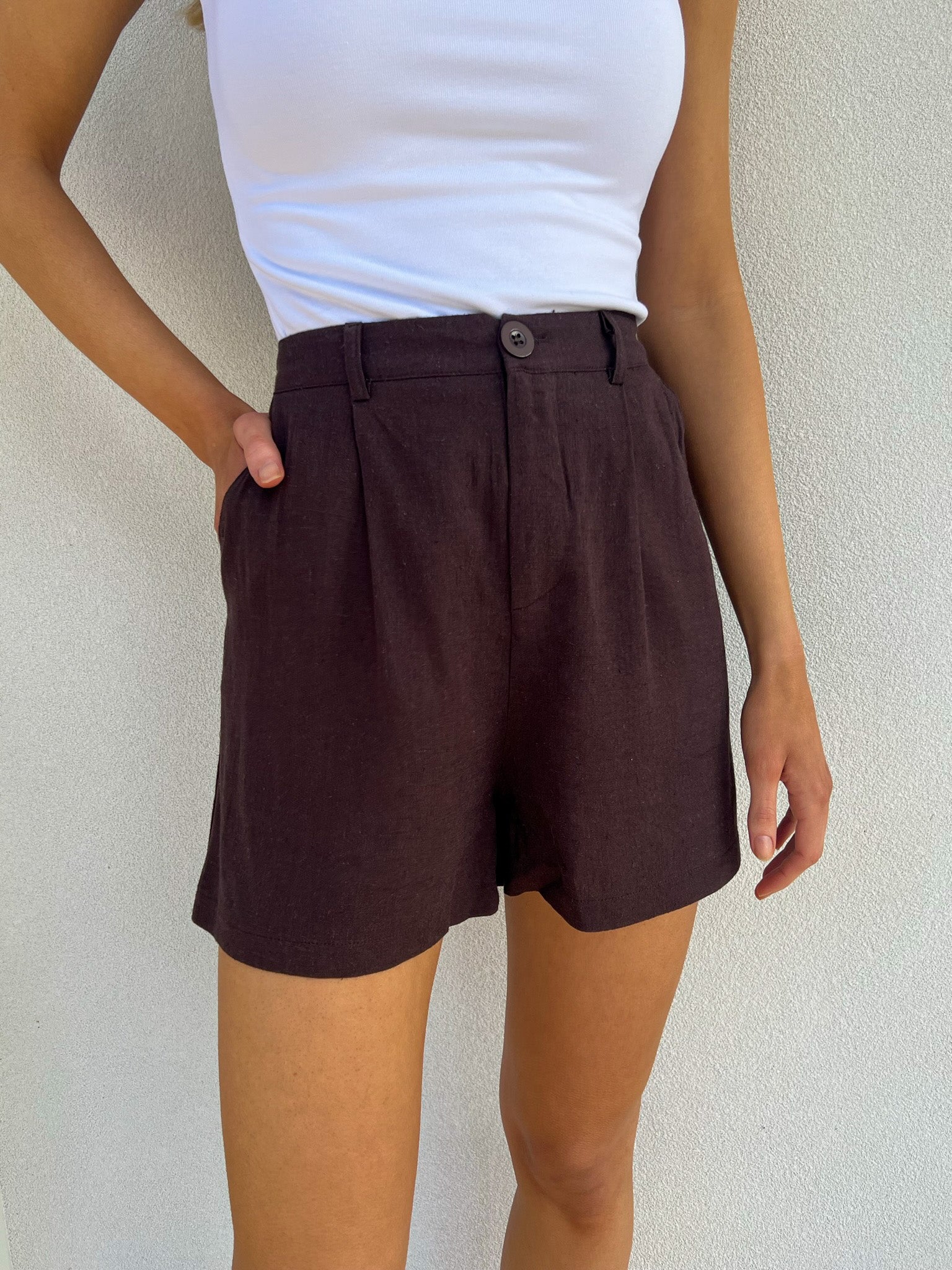 Linen Shorts - Chocolate