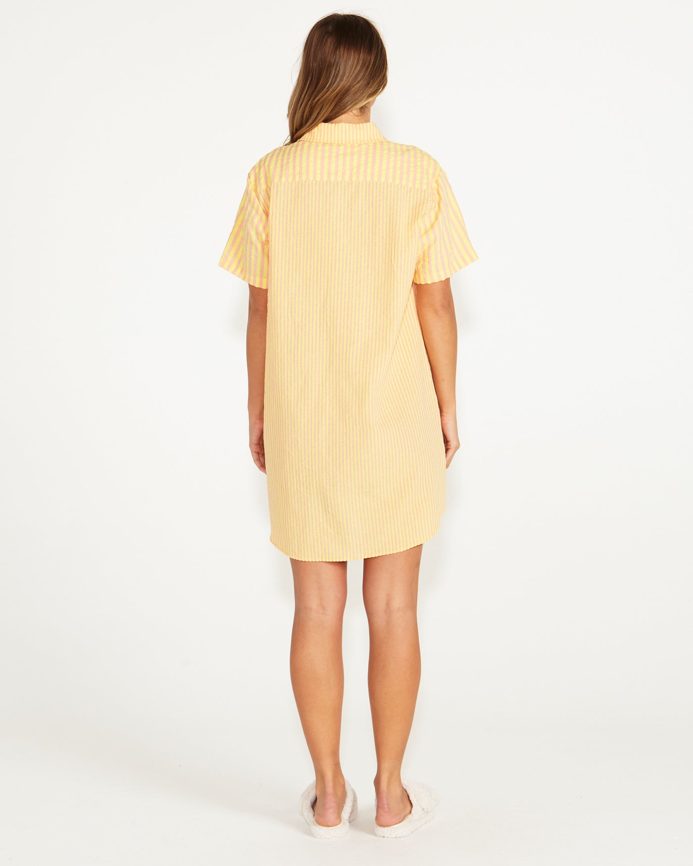 Christabel Night Shirt - Yellow Pink Stripe