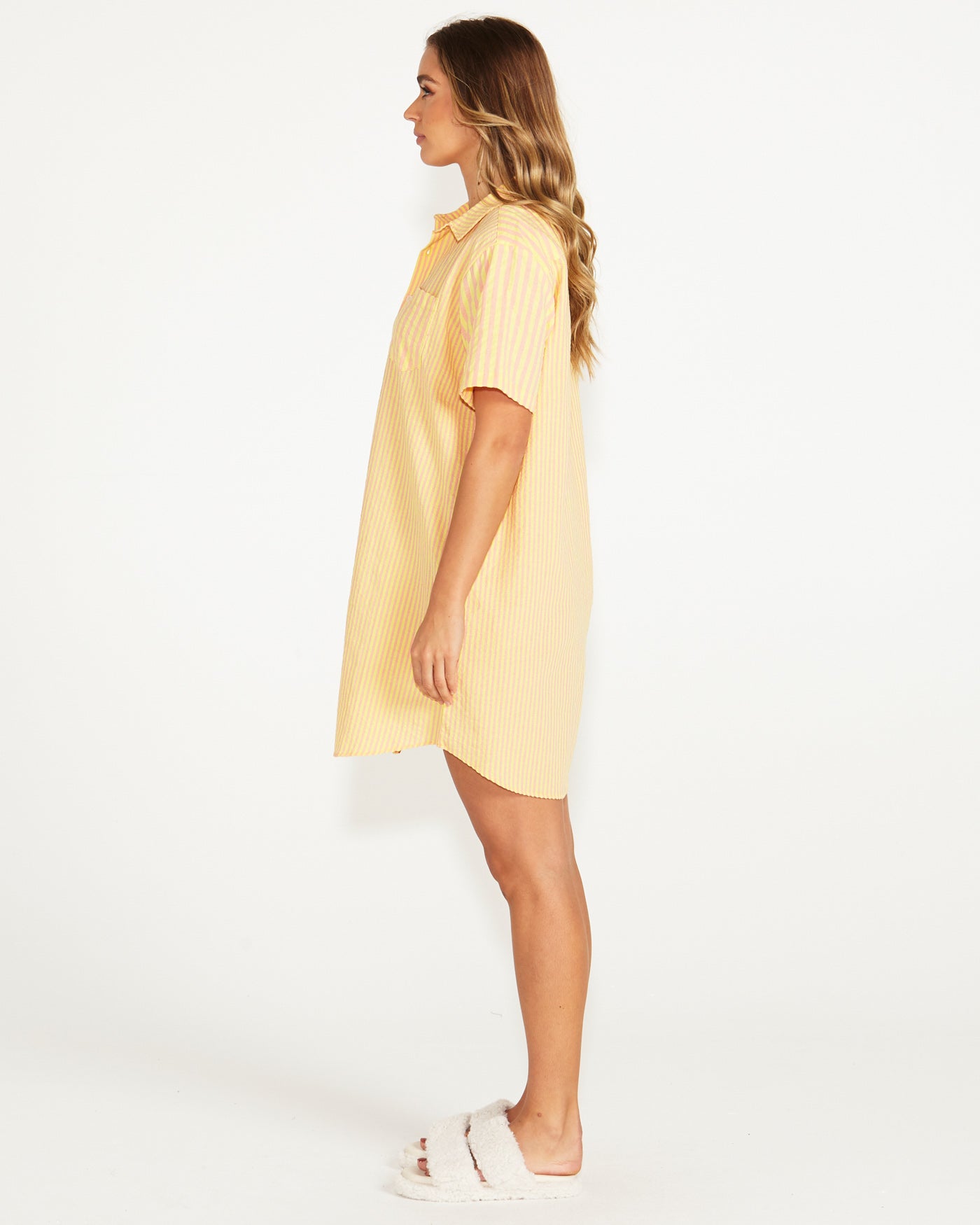 Christabel Night Shirt - Yellow Pink Stripe