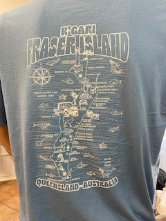 Kgari (Fraser Island) Map Shirt - Blue