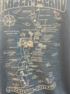 Kgari (Fraser Island) Map Shirt - Blue