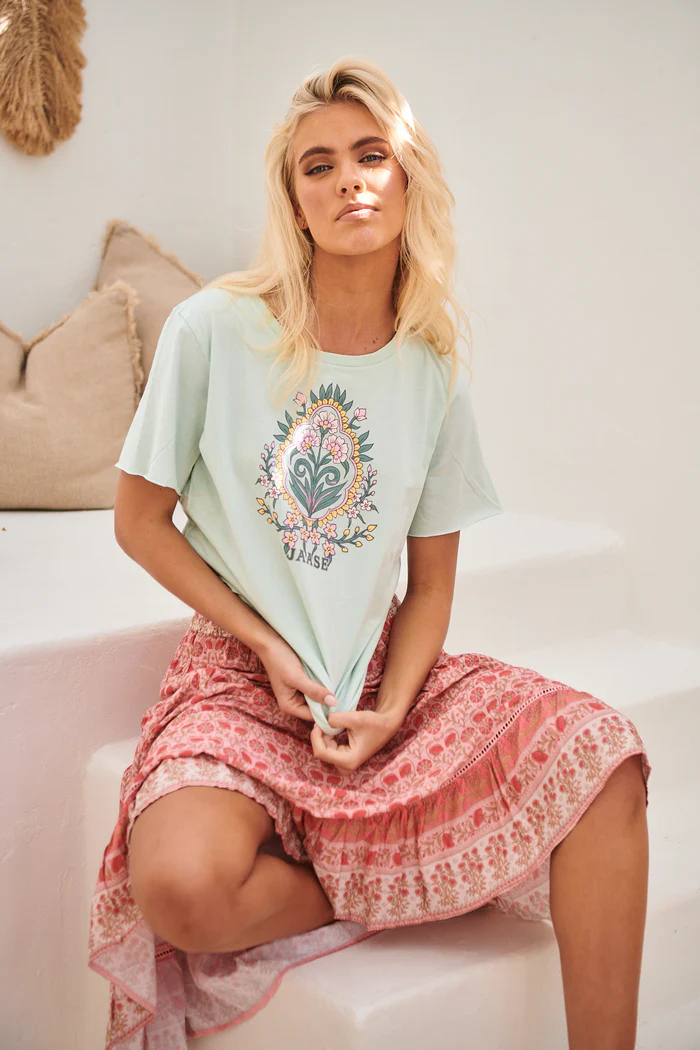 Flora Tee - Aqua