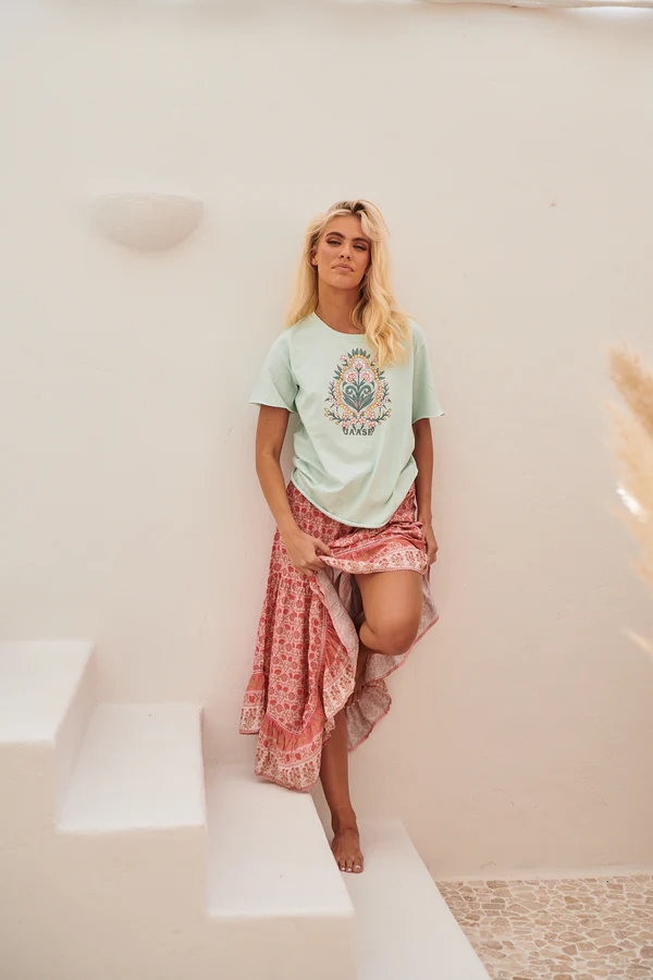 Flora Tee - Aqua