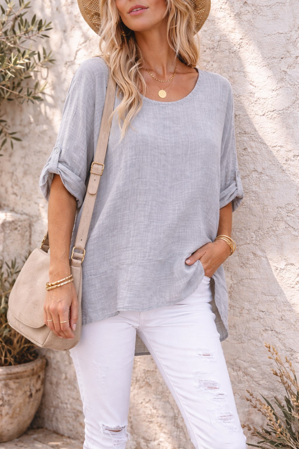 Flora Top - Chambray