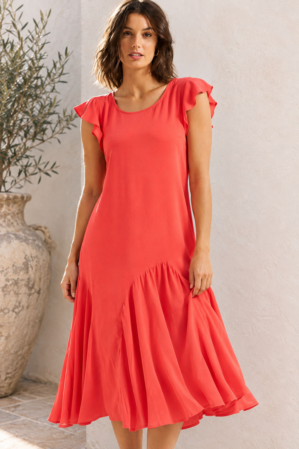 Hannah Dress - Fiesta Red