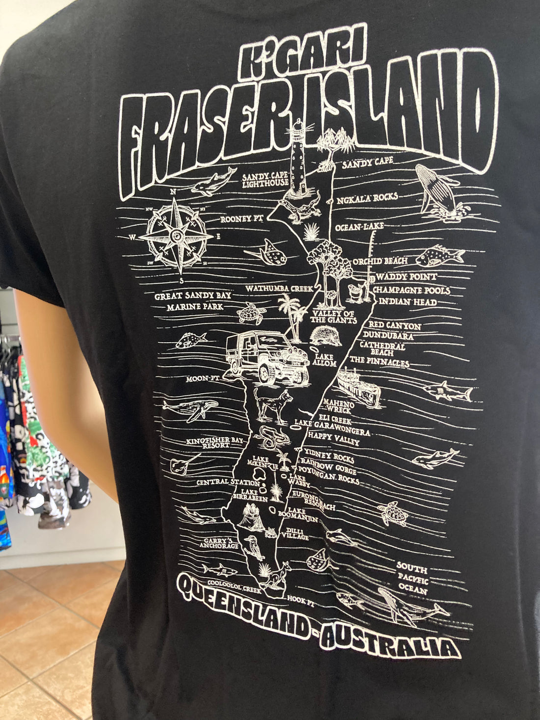 Kgari(Fraser Island) Map Shirt- Black