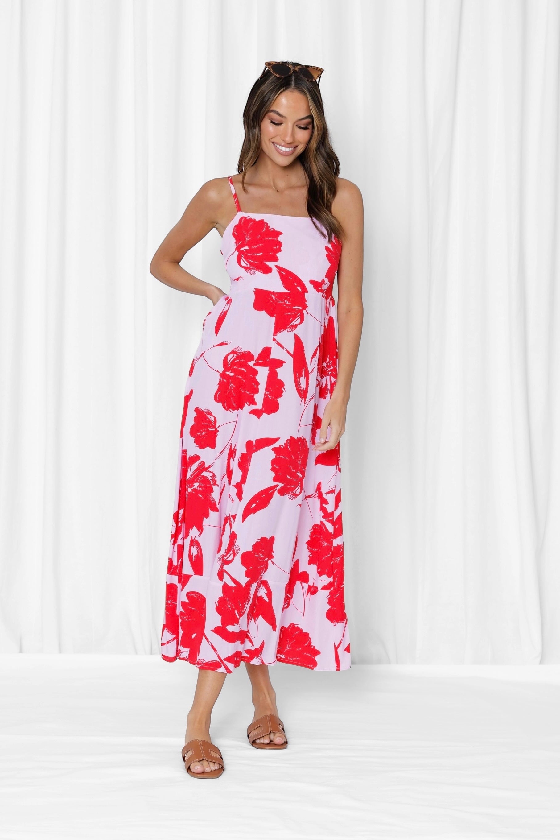Felicity Floral Maxi Dress - Red