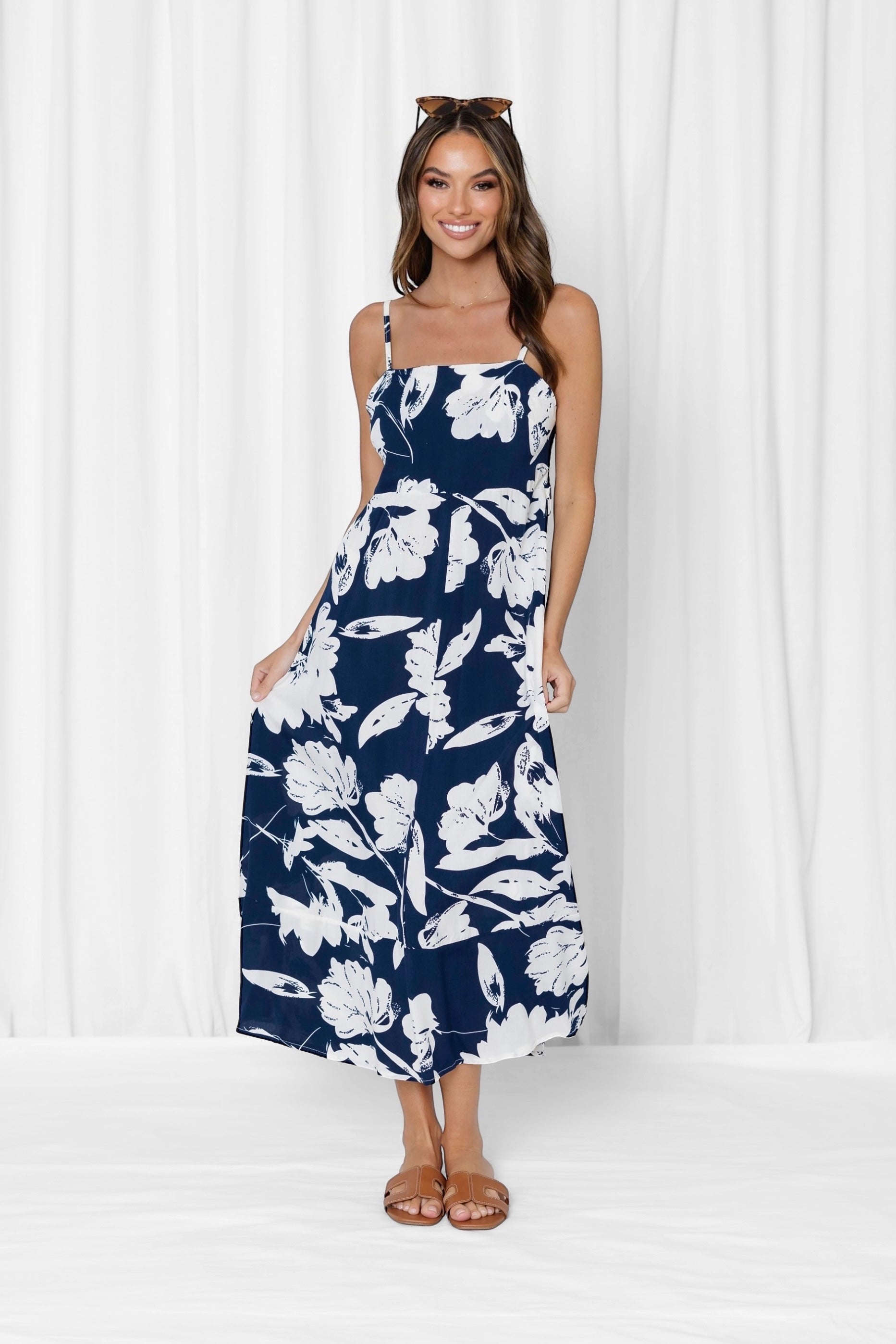 Felicity Floral Maxi Dress - Navy