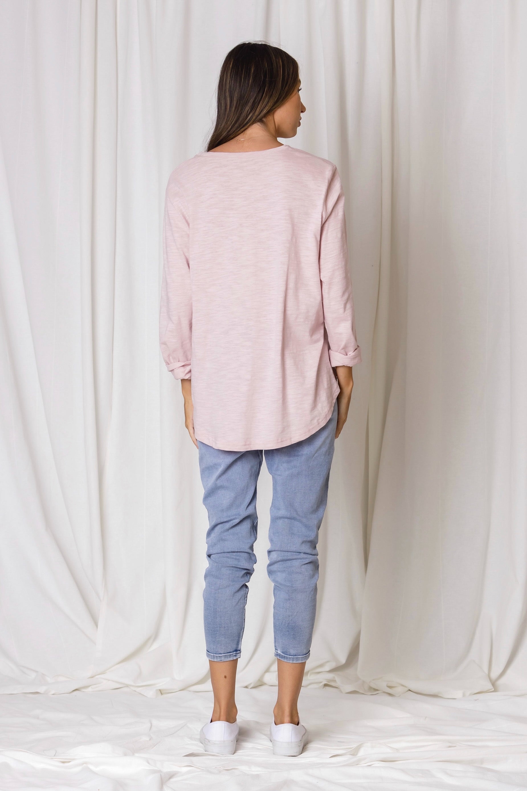 Billie Sequin Long Sleeve Tee - Blush