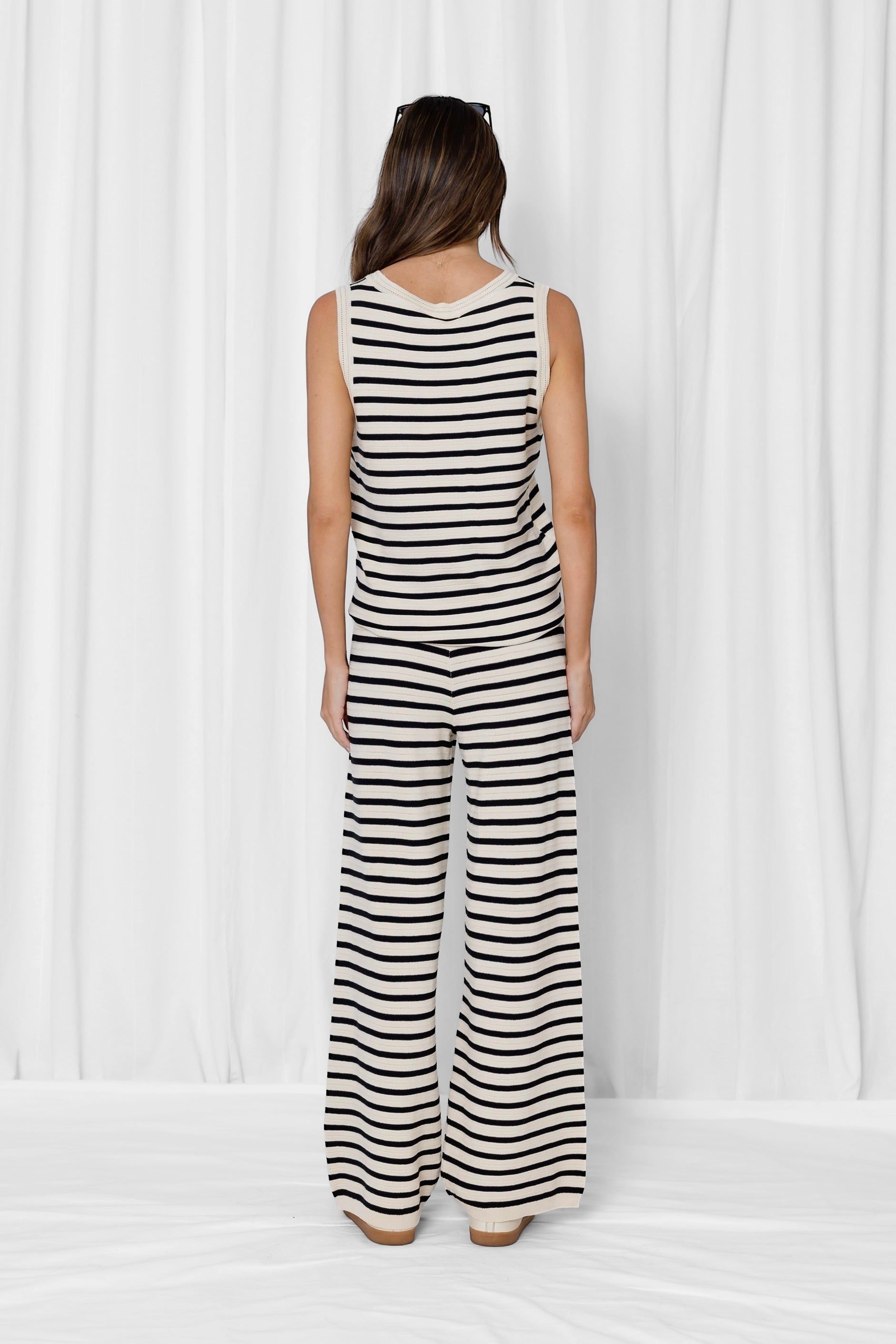 Caprice Tank - Black & Cream Stripe