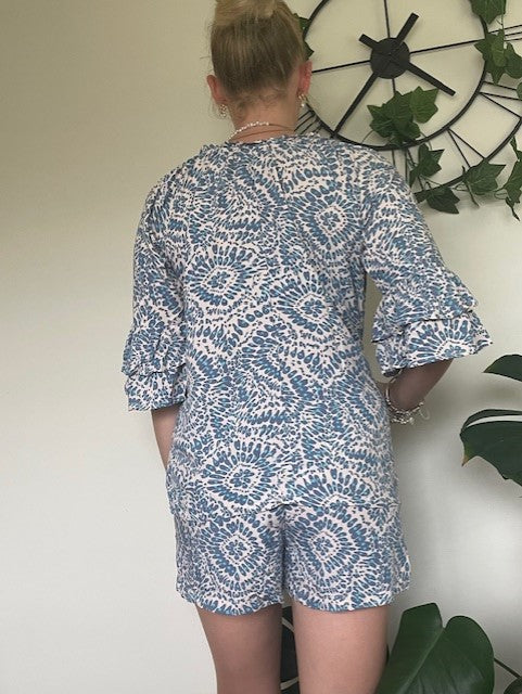 Mila Top - Blue & White Print