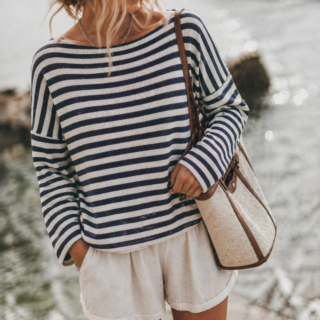 Saffron Knit - Navy Stripe