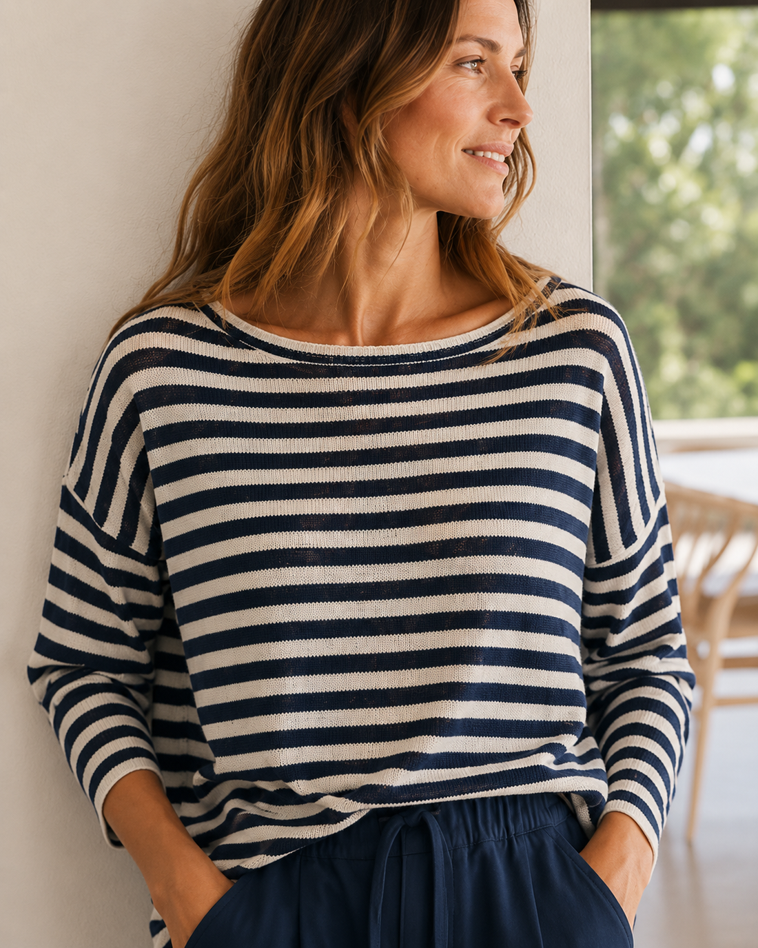 Saffron Knit - Navy Stripe