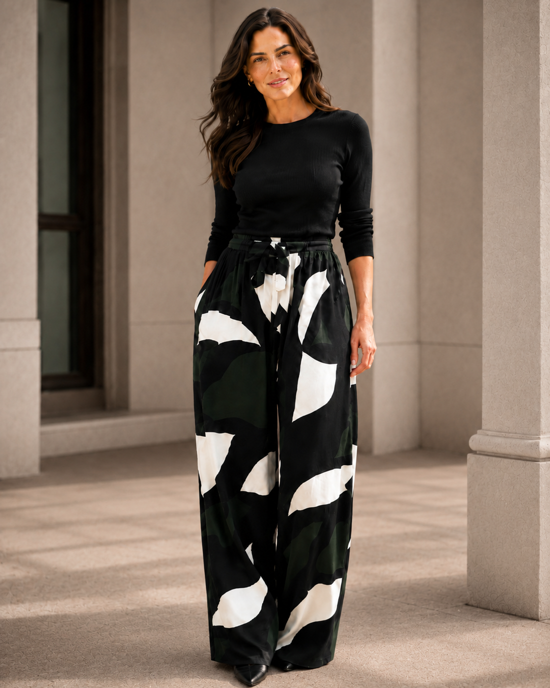 Tarni Satin Pants - Abstract Iris