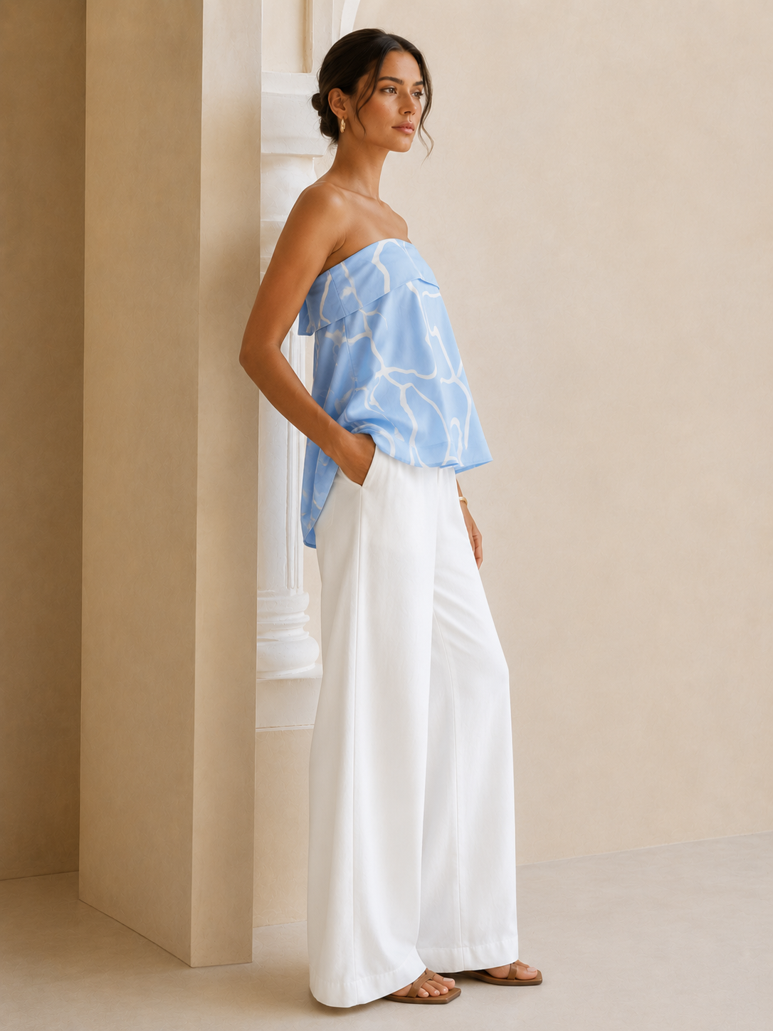 Tilda Strapless Top - Abstract Daisy