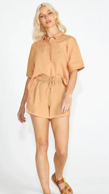 Aria Drawcord Tan Short | Tan Short | Beach Shakk Rainbow Beach