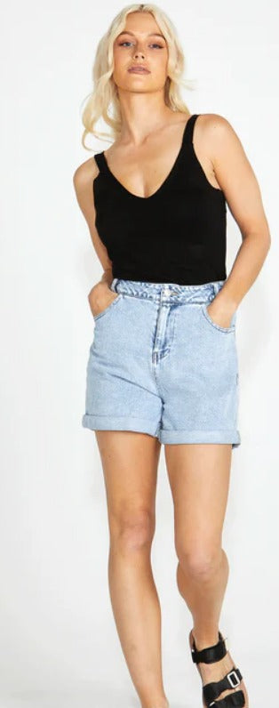 Kate V Neck Tank - Black