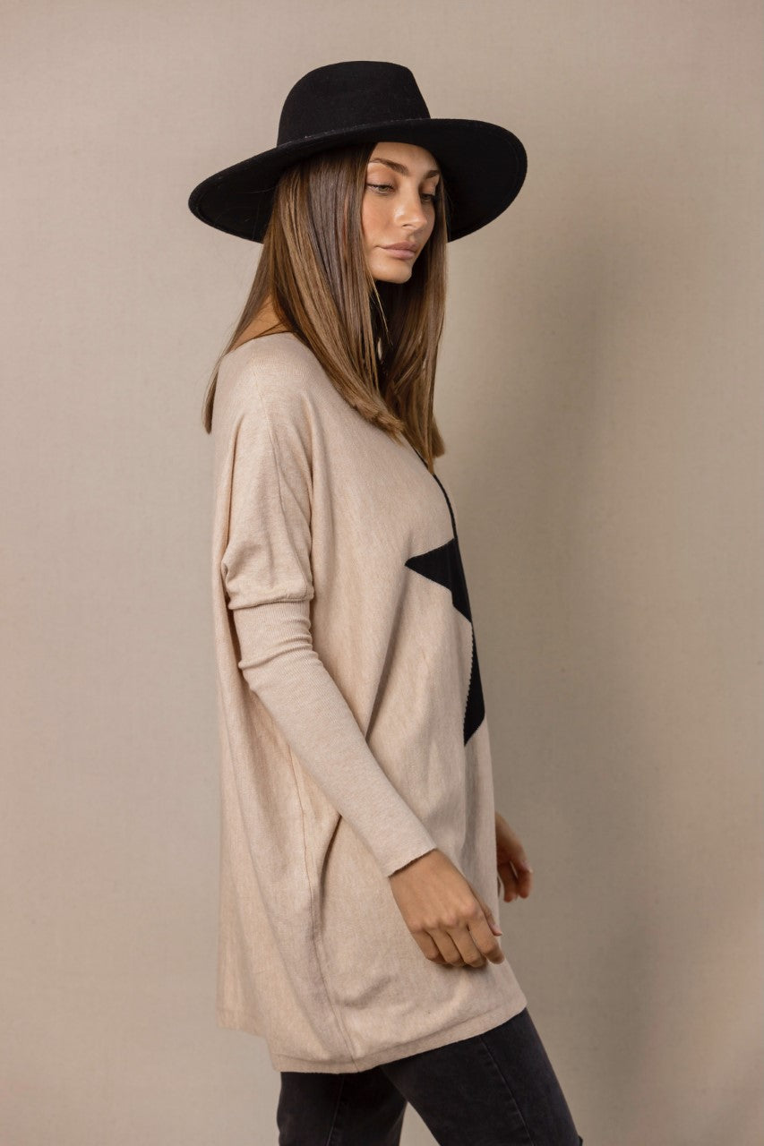 Willow boxy star knit - Oatmeal