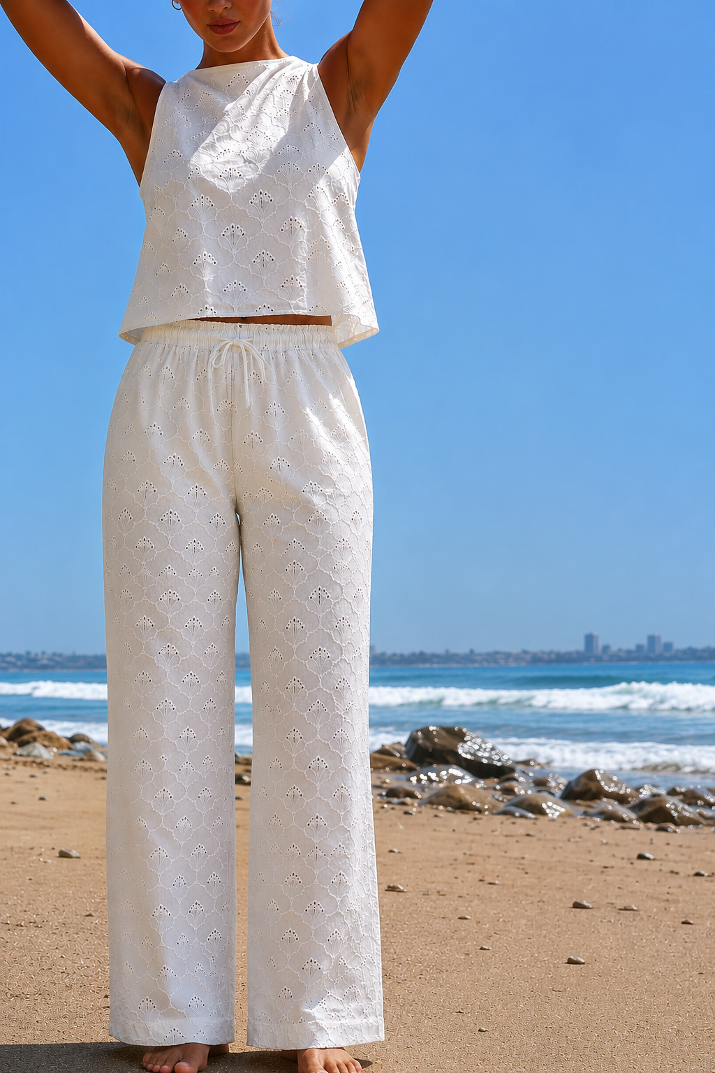 Zimmy Broderie Tank - Cream
