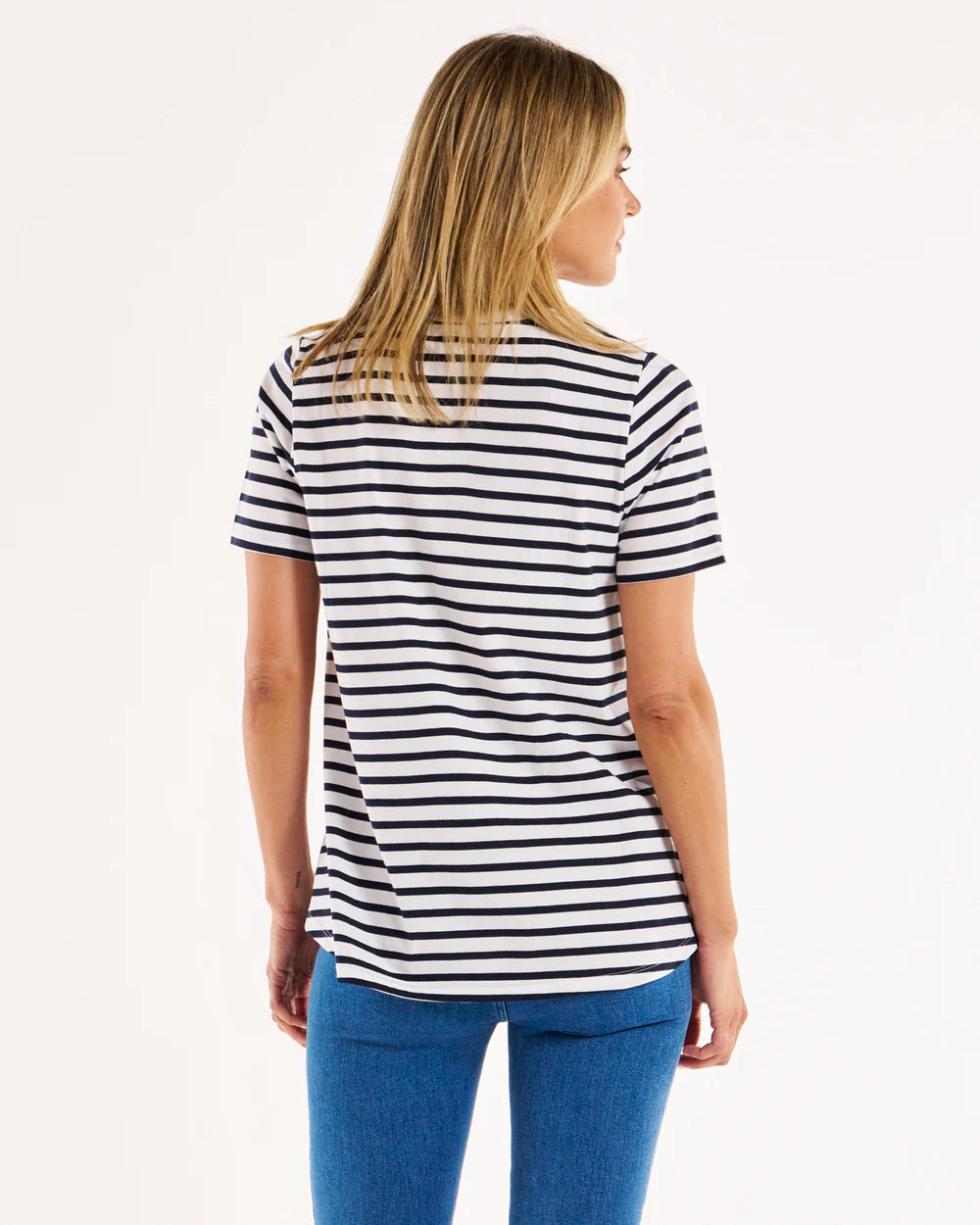 Hamilton Scoop Neck Tee - Blue/White Stripe
