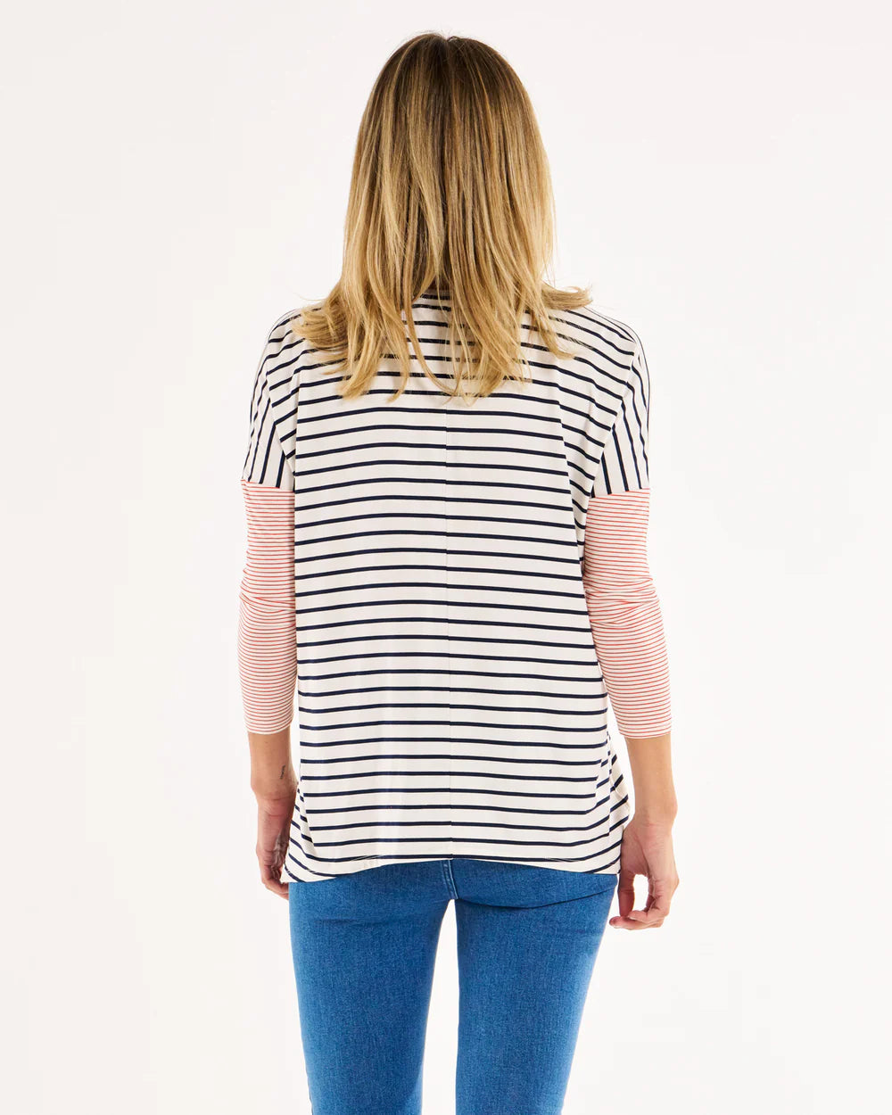 Geneva Tee - Blue & Red Stripe