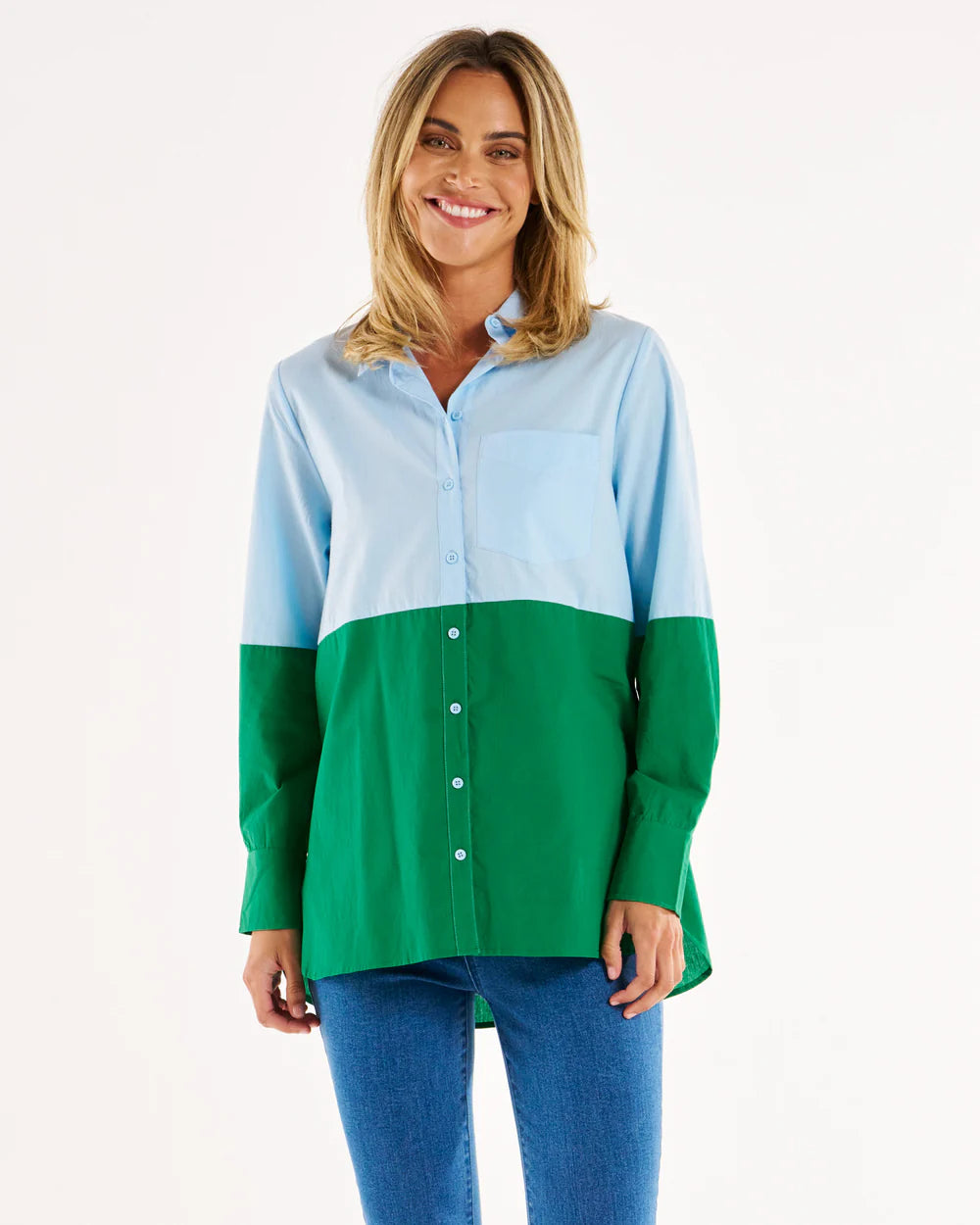 Splice Shirt - Green & Blue