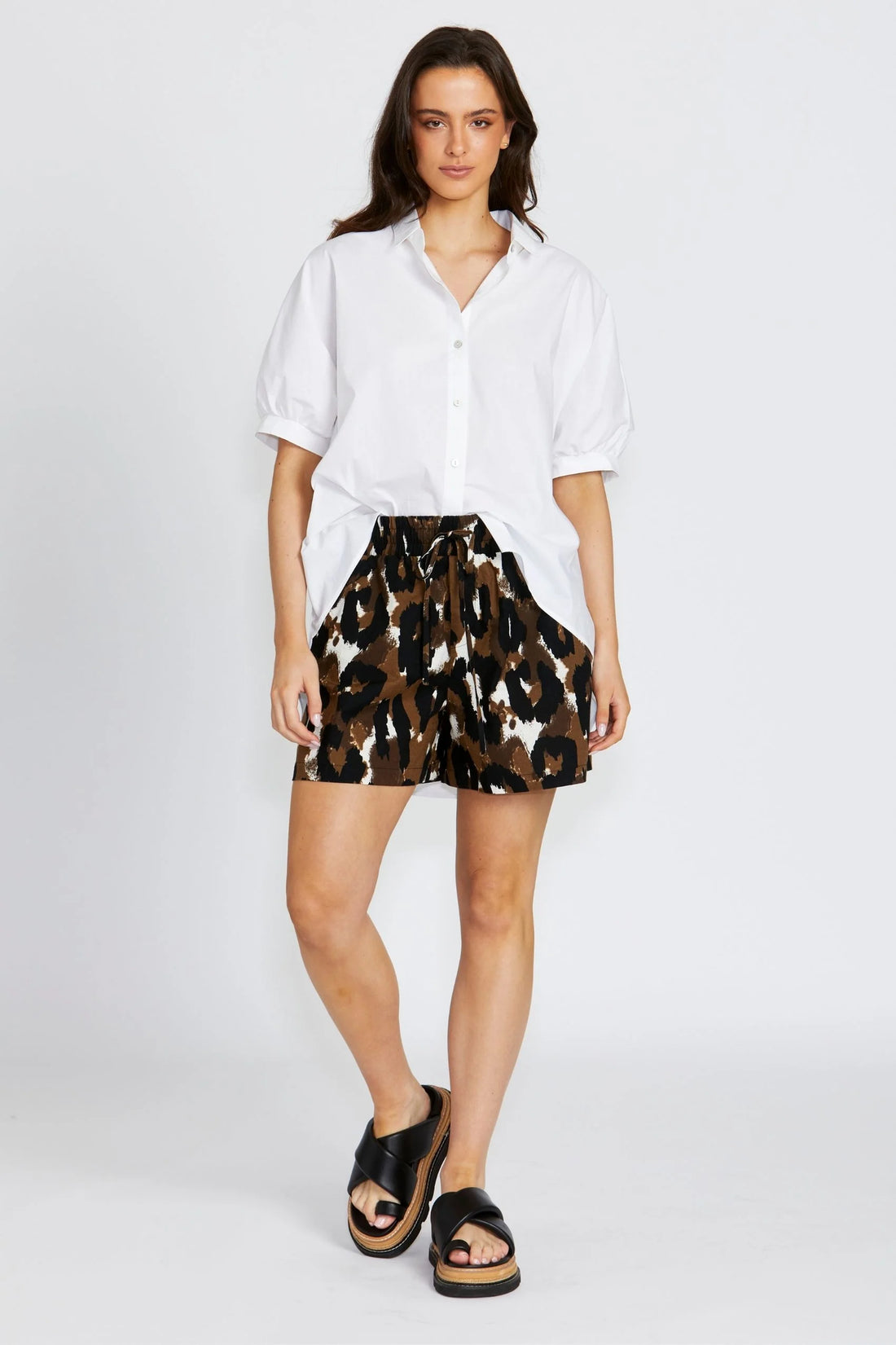 Ella Wide Leg Shorts - Animal Print