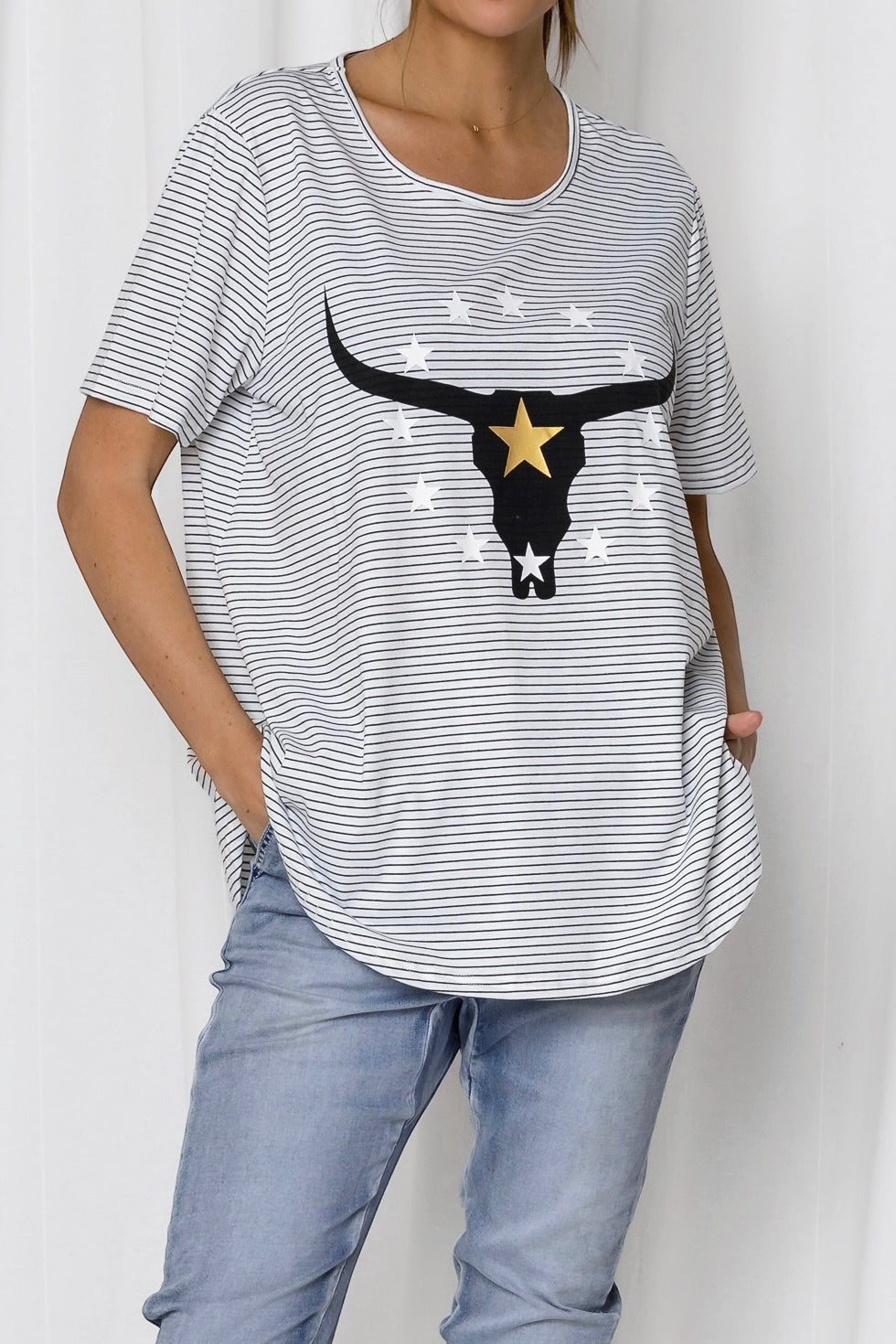 Steer Tee - Black Stripe