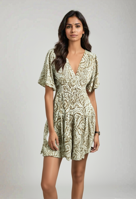 Wren Dress - Khaki Print
