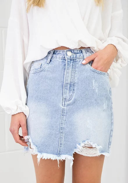 Distressed denim skirt australia deals