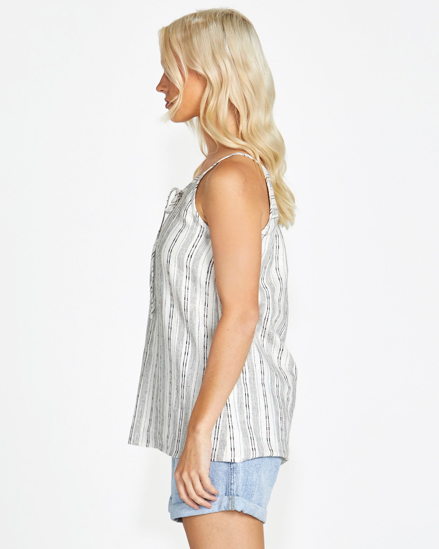 Riley Tie Front Cami - Mono Stripe