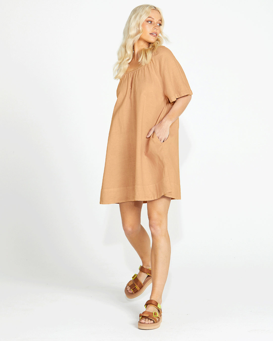 Aria Back Mini Dress | Tan Back Mini Dress | Beach Shakk Rainbow Beach