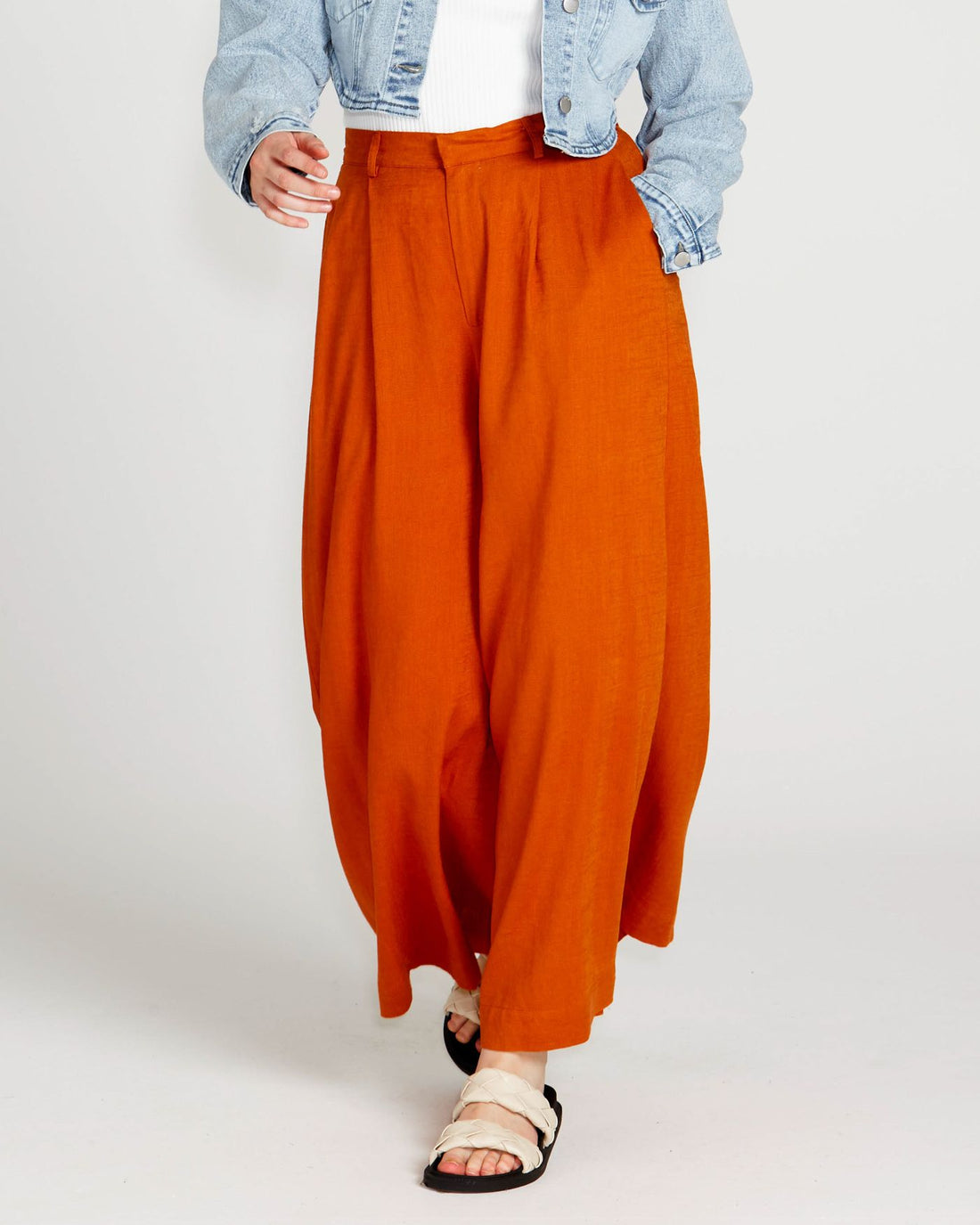 Francesca Wide Leg Pant - Rust