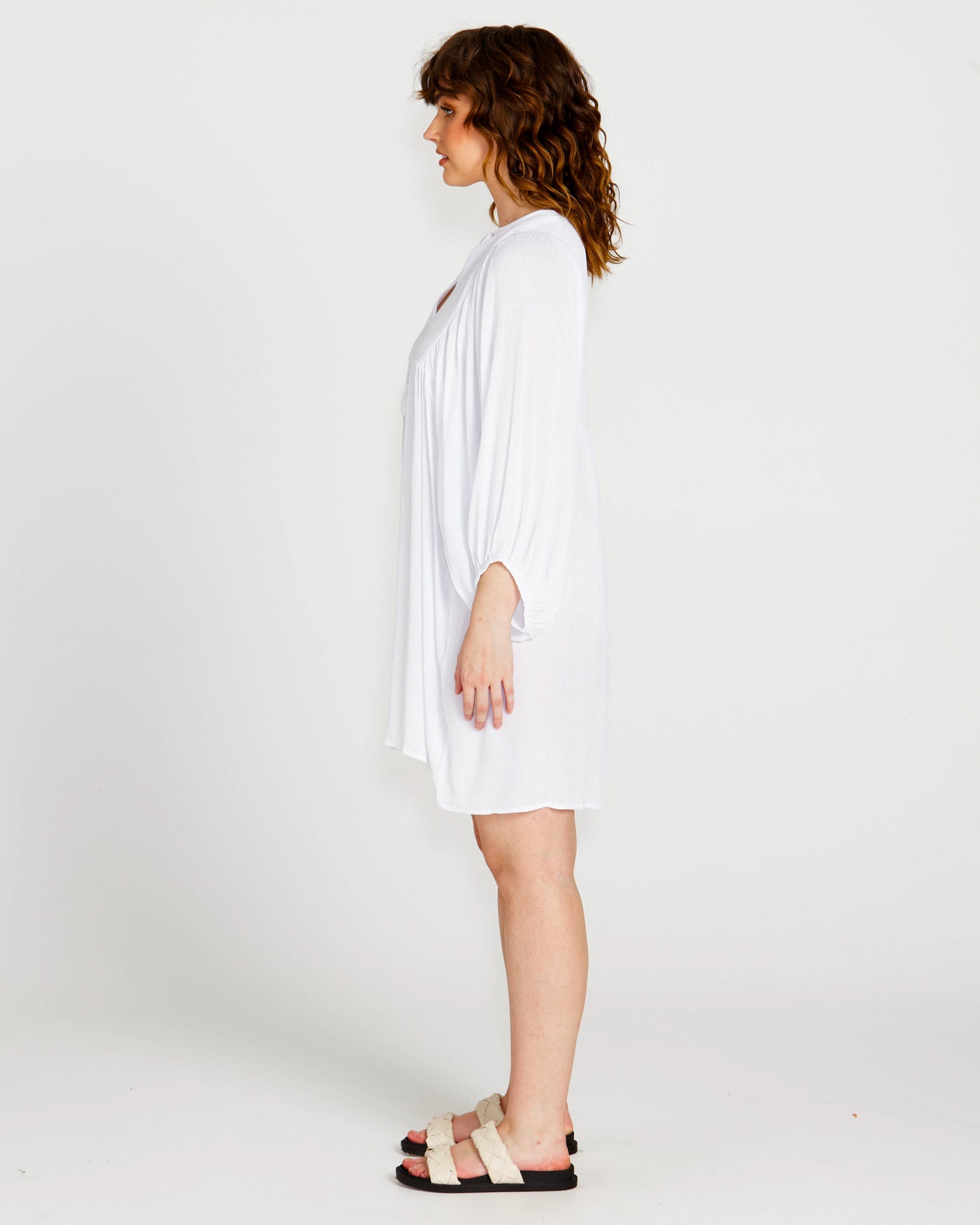 Rava Boho Mini Dress - White