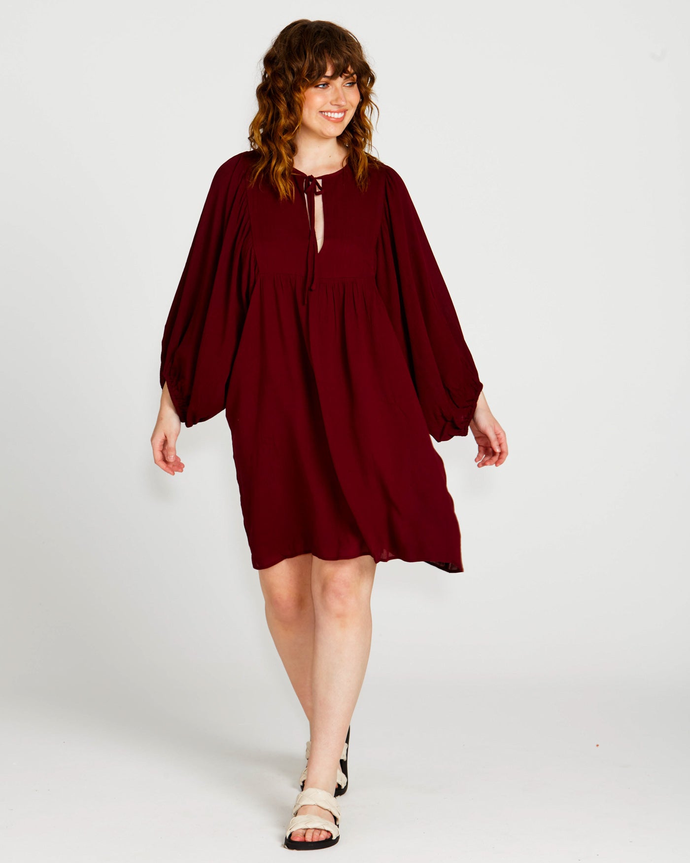 Rava Boho Mini Dress - Wine