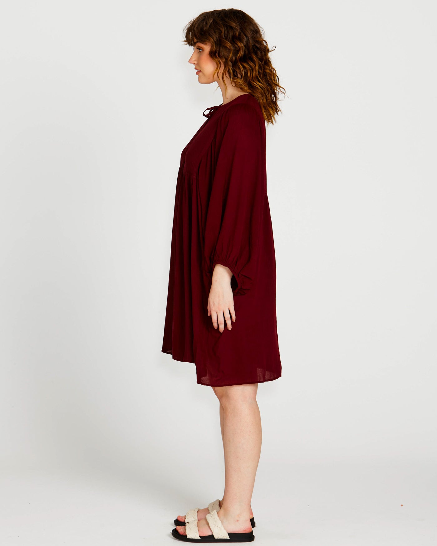 Rava Boho Mini Dress - Wine