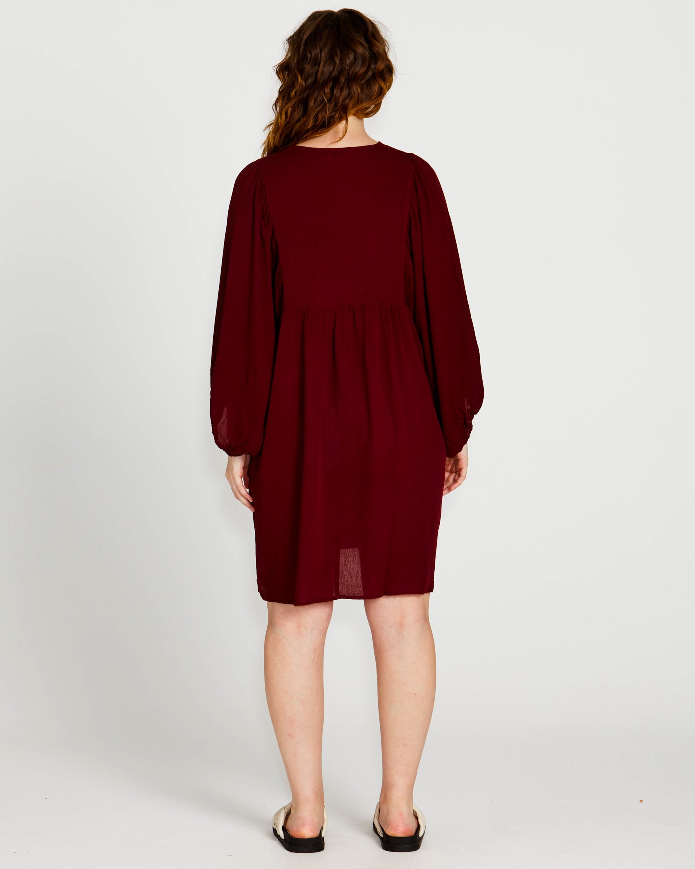 Rava Boho Mini Dress - Wine