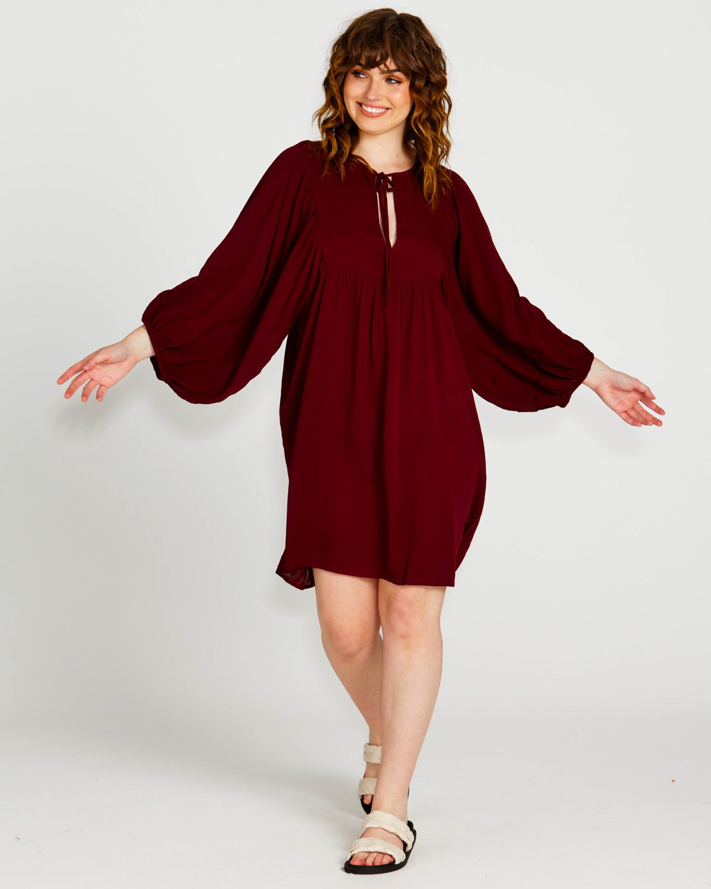 Rava Boho Mini Dress - Wine