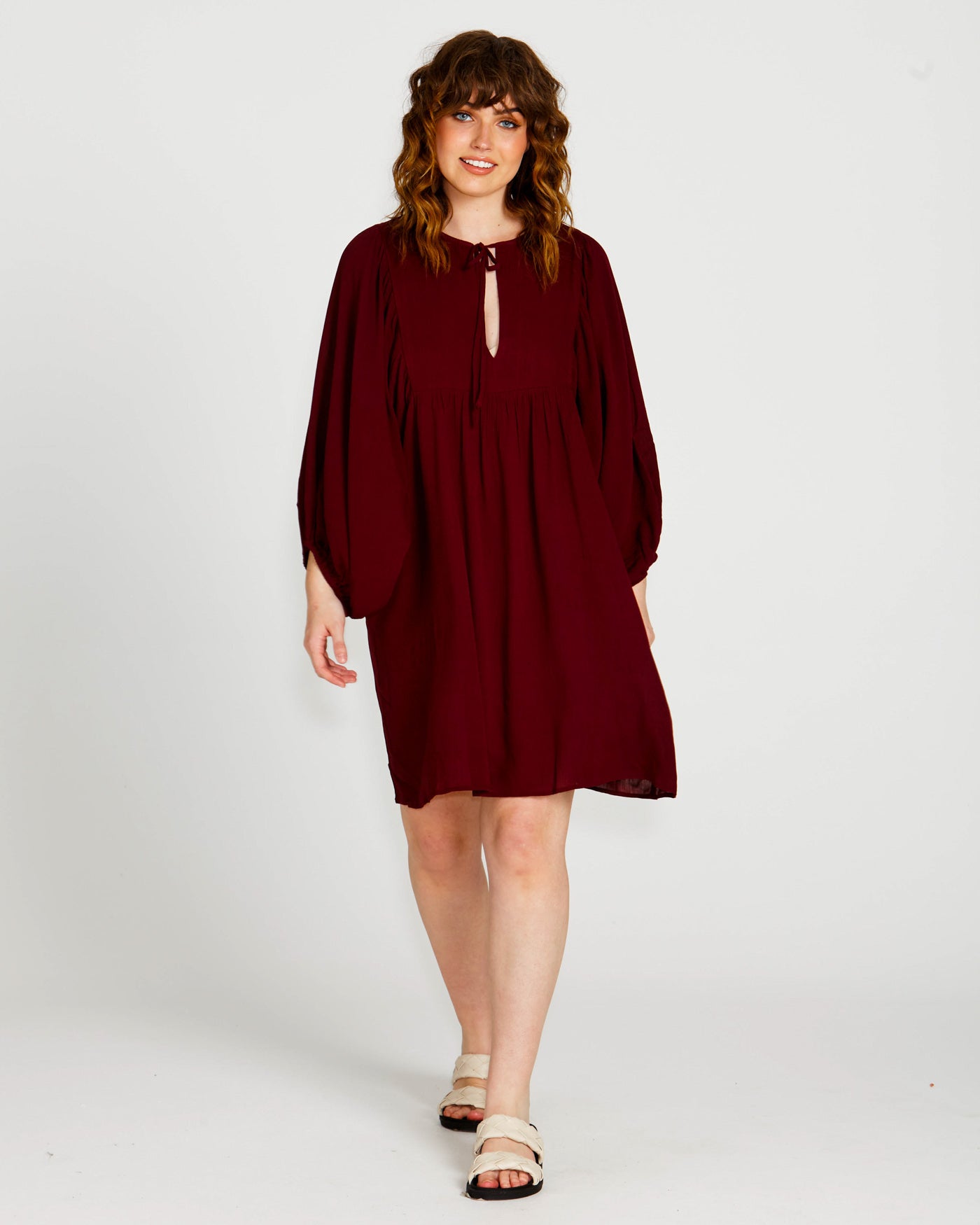 Rava Boho Mini Dress - Wine