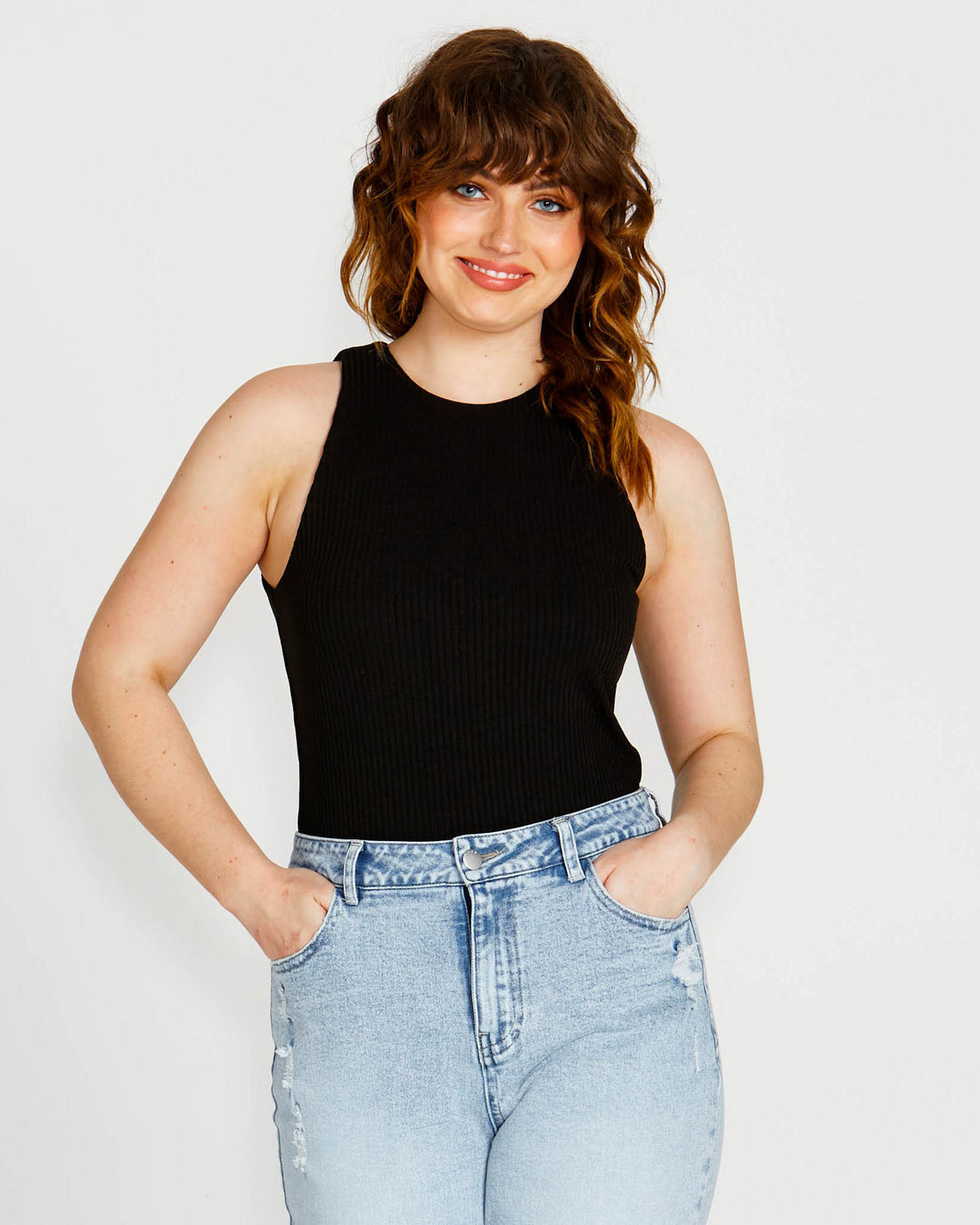 Aubrey Black Singlet | Aubrey Black Tank Top|Beach Shakk Rainbow Beach