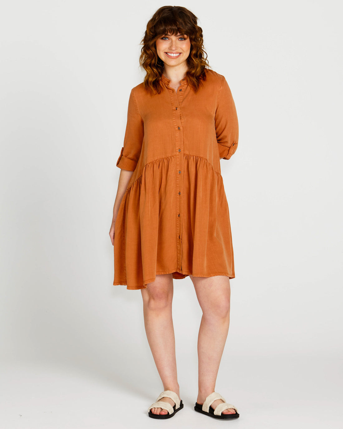 Zahlia Shirt Dress - Tan