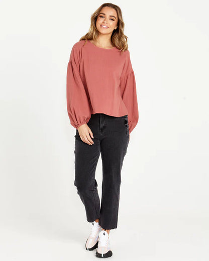 Sonya Puff Sleeve Top - Burnt Rose