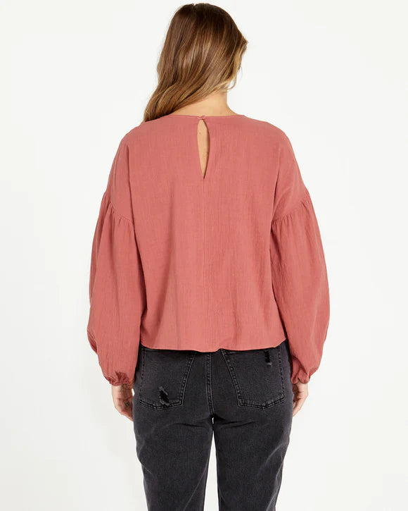 Sonya Puff Sleeve Top - Burnt Rose