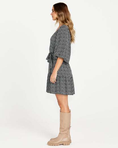 Nicolette Puff Sleeve Dress - Animal Print